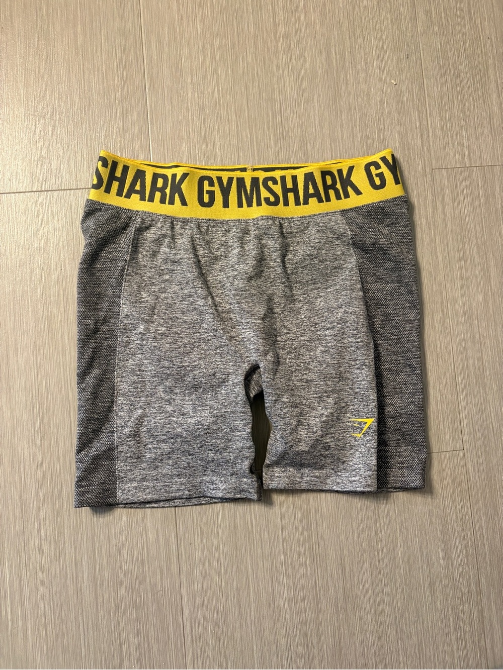 Gymshark Gray Athletic Shorts with Yellow Waistband